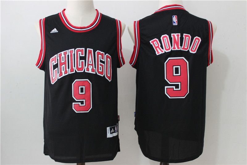 Men Chicago Bulls 9 Rondo Black Adidas NBA Jersey